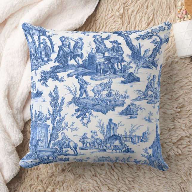 Coussin Blue Toile de Jouy Jouy Jouer l'oreiller (Couverture)