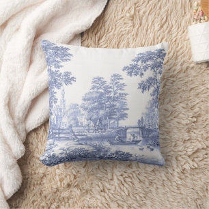 Coussin Blue Toile Vintage Pont pastoral Français Bateau