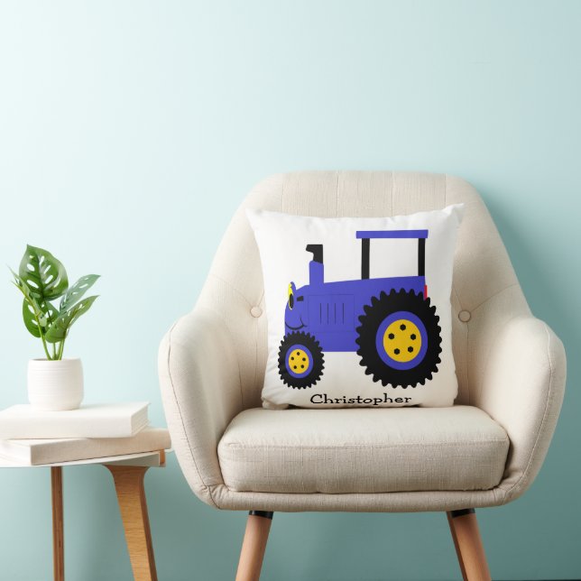 Coussin Blue Tractor Design Personalised (Chaise)