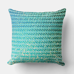 Coussin Blue Turquoise Étincelle Océan Mermaid Waves Motif