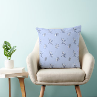 Coussin Blue Watercolor Baby Bear & Porcupine Pillow