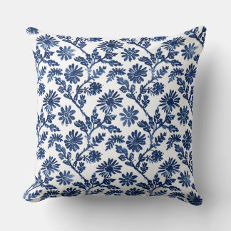 Coussin Blue White Throw Pillow
