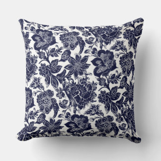 Coussin Blue White Throw Pillow