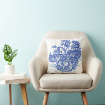 Blue Willow Rabbit Island White Whimsic Toile