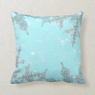 Coussin Blue Winter Wonderland Élégants Snowflakes Jolie
