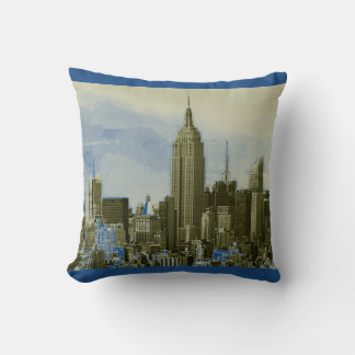 Coussin Blue Yellow Pop Art New York City Jeu d'oreiller