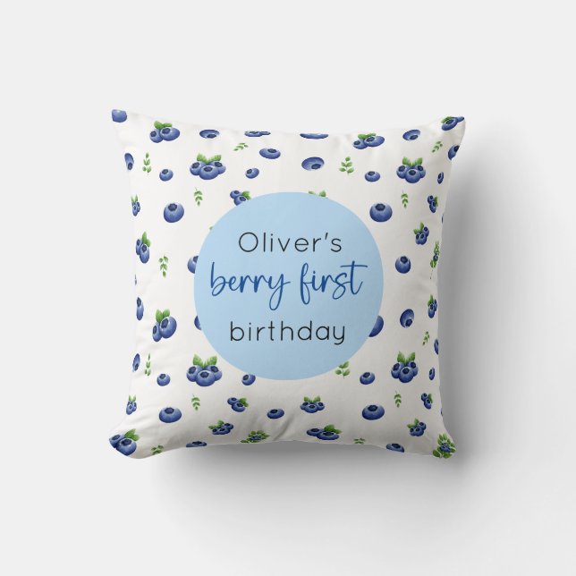 Coussin Blueberry 1er anniversaire Berry First (Recto)