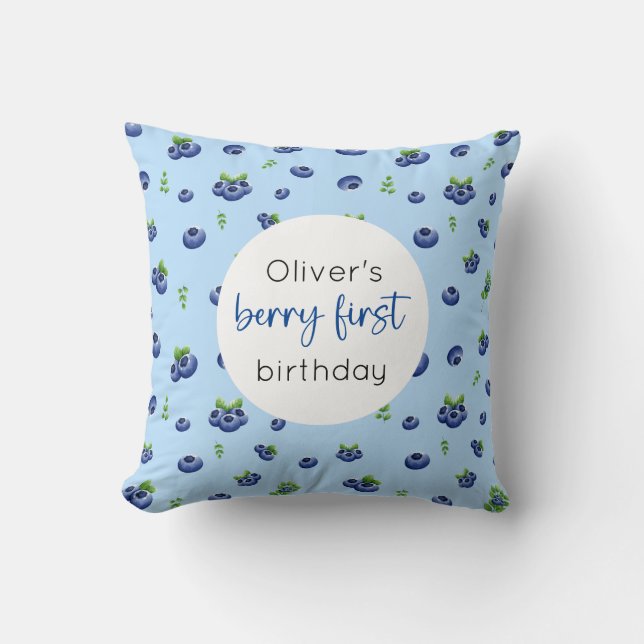 Coussin Blueberry 1er anniversaire Berry First (Recto)