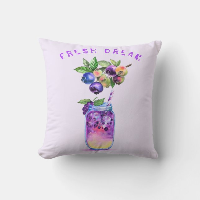 Coussin Blueberry Juice Cool Boisson Fruits Throw Pillow (Recto)