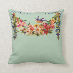 Coussin Bluebird avec la terre des fleurs