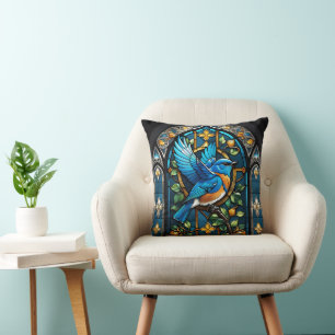 Coussin Bluebird chante : Serenade en verre tendu