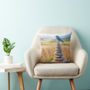 Coussin Bluebird Sur Stone Cairn