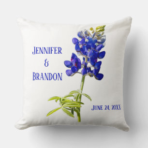Coussin Bluebonnet Floral sur blanc, Mariage