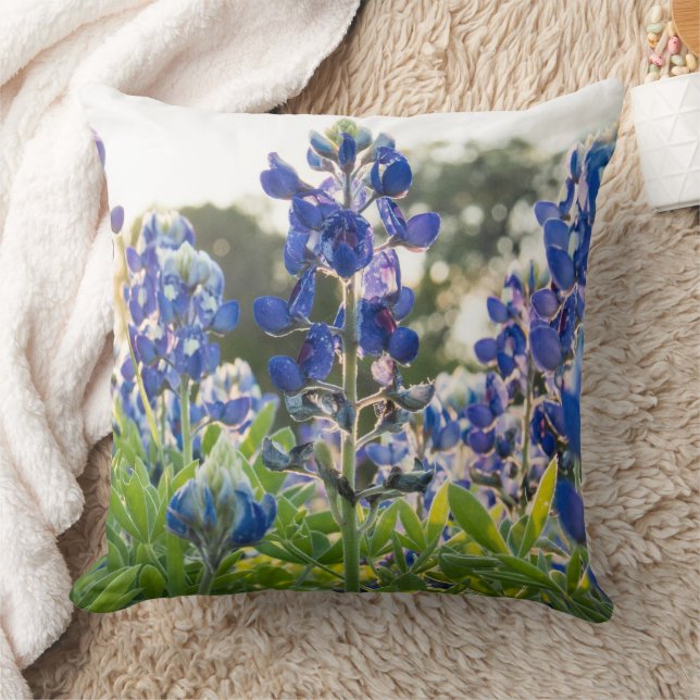 Coussin Bluebonnets Blue Flowers Texas texan Floral (Couverture)