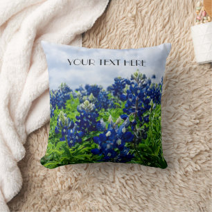 Coussin Bluebonnets Blue Flowers Texas texan Floral