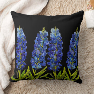 Coussin Bluebonnets Texas State Flowers Lupine Watercolor