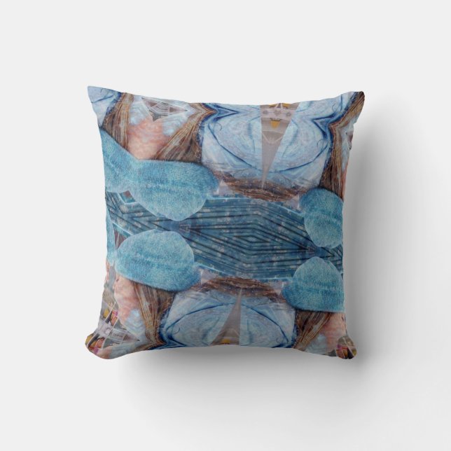 Coussin Blues Browns Digital Abstrait Art (Recto)