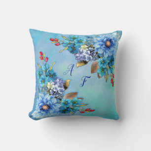 Coussin Blues de Cornflower en aquarelle