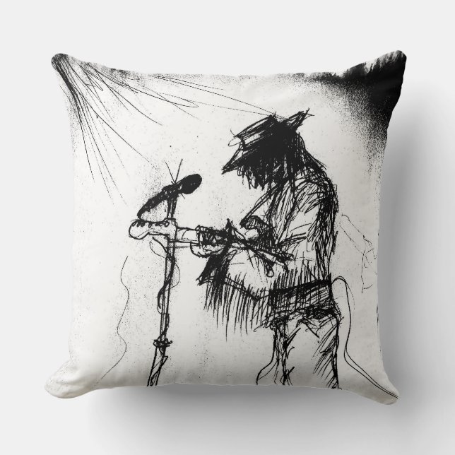 Coussin Blues Music Guitariste et orchestre sur scène (Recto)