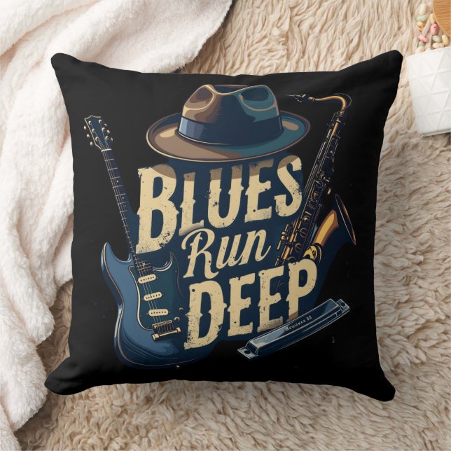 Coussin Blues Music Retro esthétique Vintage Jazz (Couverture)