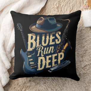 Coussin Blues Music Retro esthétique Vintage Jazz Art