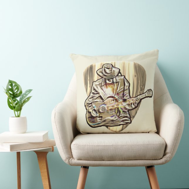 Coussin Blues Musicien derrière Pick - Sentez la musique (Chaise)