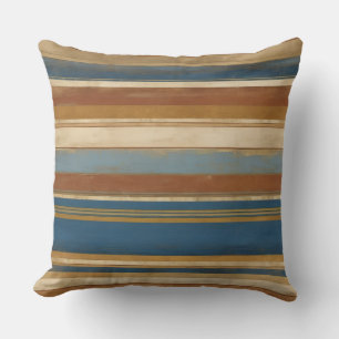 Coussin blues or beige et bronze rayures