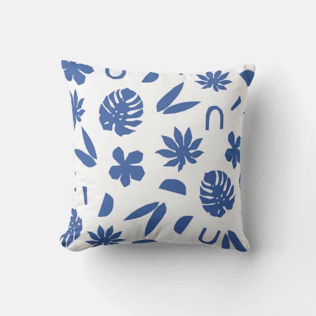 Coussin Blues tropicaux Abstraits (Recto)