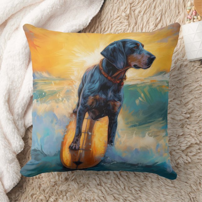 Coussin Bluetick Coonhound Beach Plage Plage de surf Peint (Couverture)
