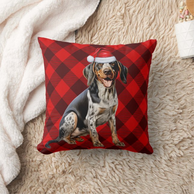 Coussin Bluetick Coonhound Chien Buffalo Plaid Noël (Couverture)