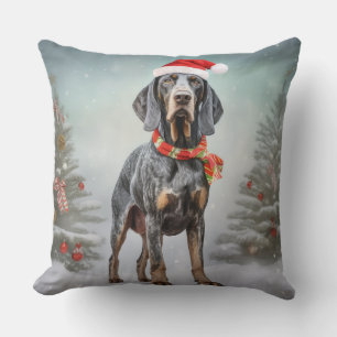 Coussin Bluetick Coonhound Dog en Noël de neige