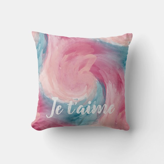 Coussin Blush Aqua Je Taime Abstrait (Recto)