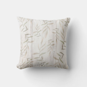 Coussin Blush Bois Blanc Botanique de Ferme Feuilles Rusti
