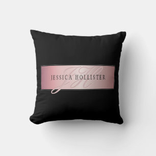 Coussin Blush Élégant Faux Or Rose Nom & Initiales
