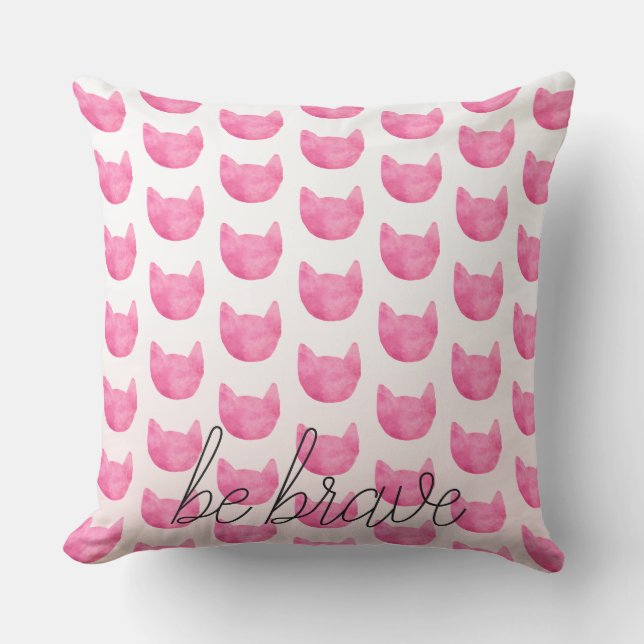 Coussin Blush Pink Ombre Chat Soyez Courageux (Recto)