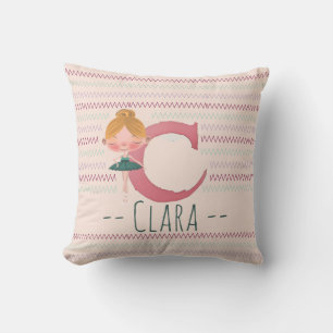 Coussin Blush Rose Ballerina Monogram C – Art Personnalisé
