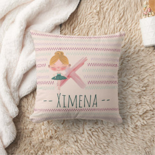 Coussin Blush Rose Ballerina Monogram X – Art Personnalisé