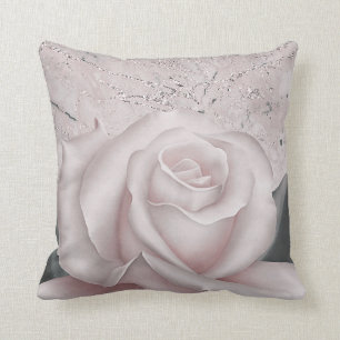 Coussin Blush Rose Blanche Glam Moderne Marbre Shabby Chic