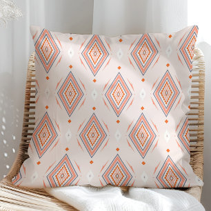 Coussin Blush rose Burange Orange Navajo Diamond Motif
