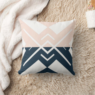 Coussin Blush rose et bleu marine bloc de couleur géométri