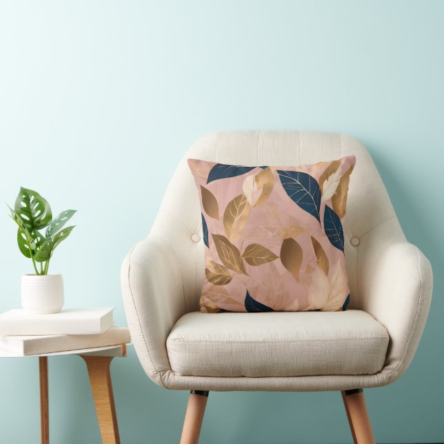 Coussin Blush Rose or Boho Feuilles Collection populaire (Chaise)
