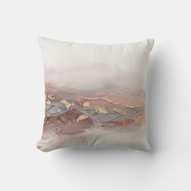 Coussin Blush Terracotta Or Impasto 3D Moderne Doré (Recto)