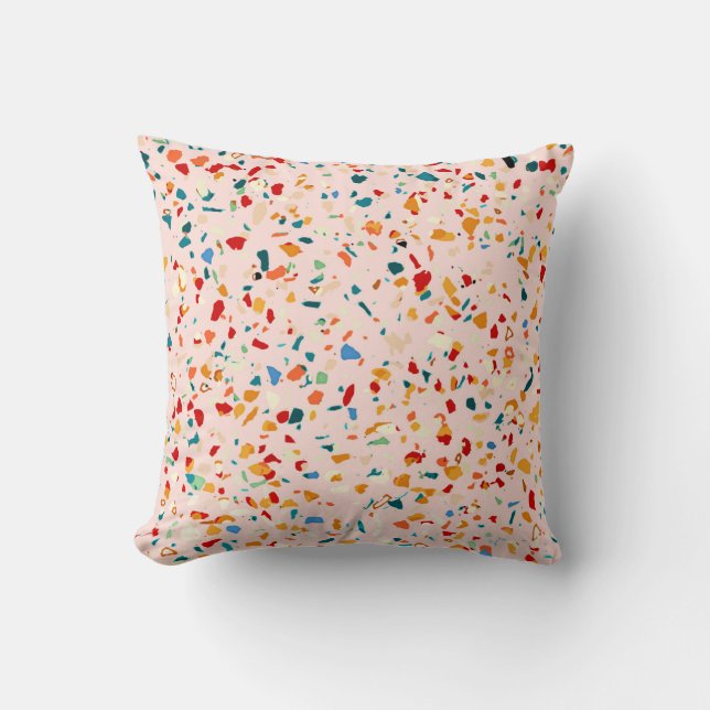 Coussin Blush Terrazzo | Speckles écocliques roses | ABSTR (Recto)
