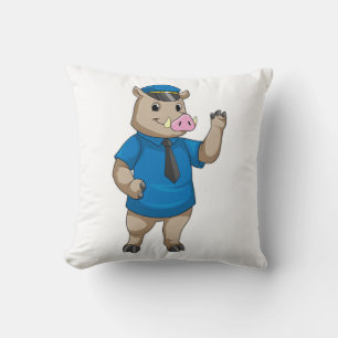 Coussin Boar en tant qu'officier de police avec casquette 