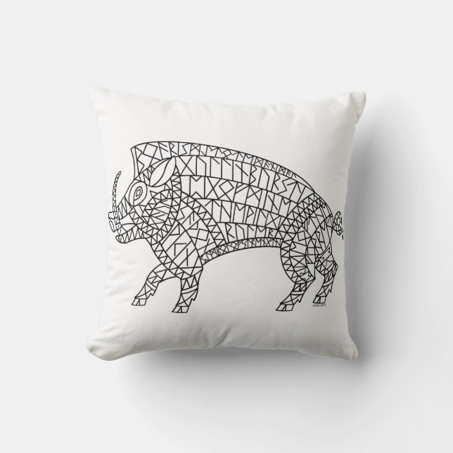 Coussin Boar sauvage avec Runes (Recto)