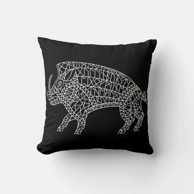 Coussin Boar sauvage avec Runes (Recto)