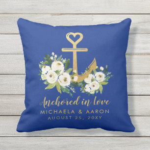 Coussin Boater Love Gold Floral Ancre