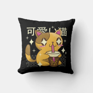 Coussin Boba Cat Kawaii Anime Japonaise Nourriture Filles 
