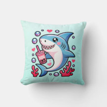 Boba Shark Kawaii Décor de pépinière rose et bleu