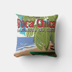 Coussin Boca Chica affiche de voyage vintage